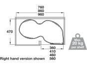 Corner PO 500/1000mm RH Wht/Chr