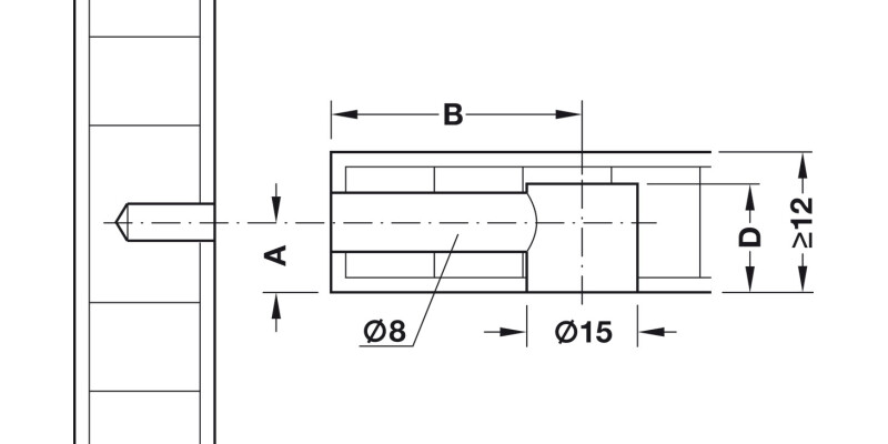 Minifix 15 Housing 19mm wo Rim NP