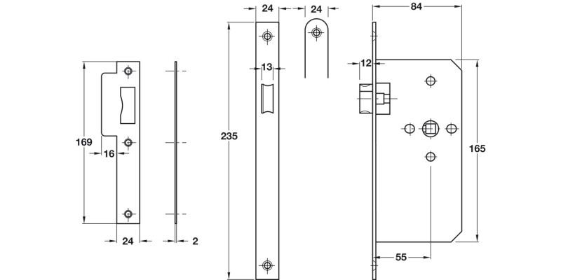 Startec DIN Mortice Latch 55/84mm SSS