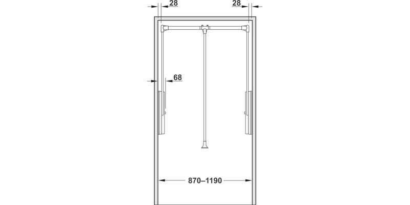 W/Robe Lift Pull 870-1190mm 15kg CP/Blk