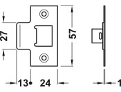 Tubular Mortice Latch BT 45/67mm NP