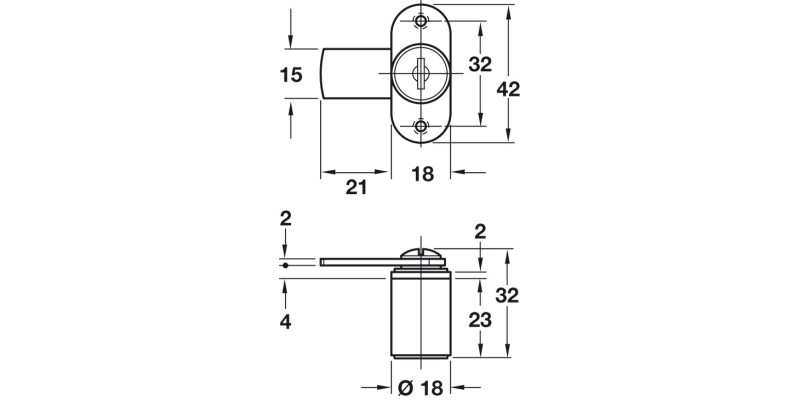 Cylinder Cam Lock wo Trap 18mm FH1 Dir.B