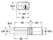 Central Lock Rotary Cyl 16.5mm MNP Dif