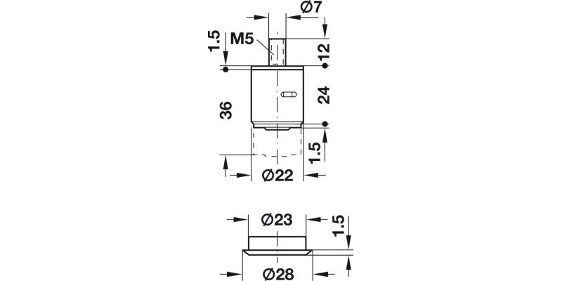 PushButton Cylinder D22mm M5 MNP Differ