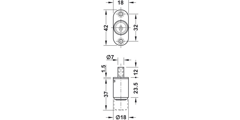 PushButton Cylinder D18mm M5 MNP FH2
