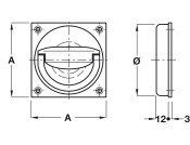 Flush Ring Pull Hdl 75x75mm Brass SN