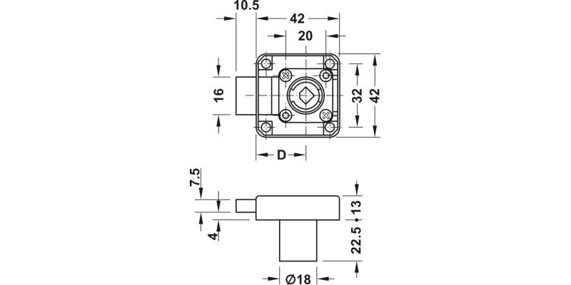 Symo3000 Spbolt Rim Lock 25/22.5mm DR NP