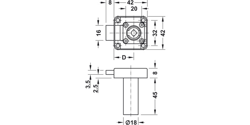 Symo3000 Ddbolt Rim Lock 25/45mm DR NP