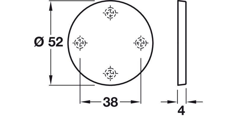 Escutcheon D52mm Blank 316 SSS