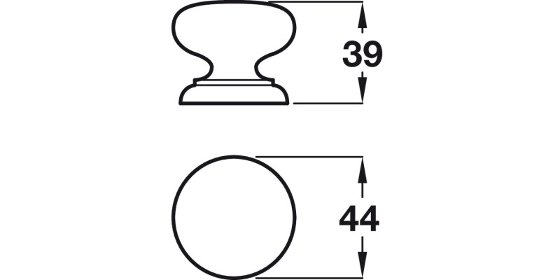 Knob Unfinished Oak D44x39mm