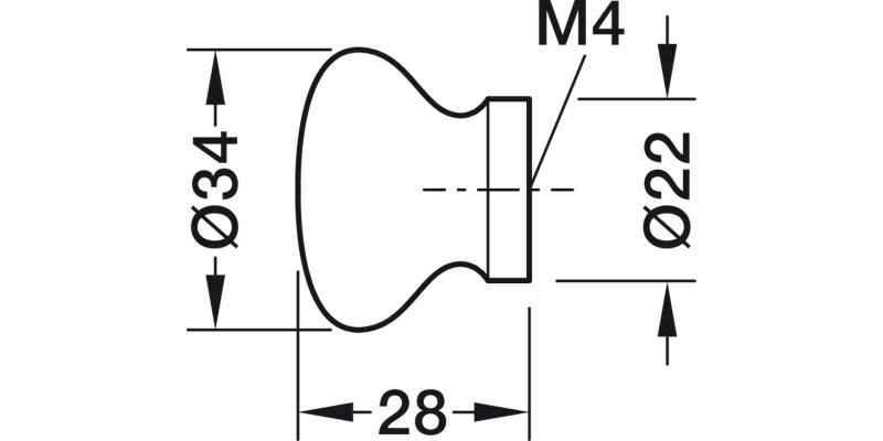 Knob Unfinished Oak D34x28mm