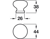Knob Unfinished Oak D44x38mm