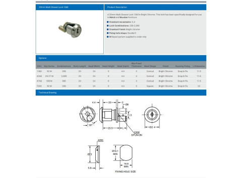 20MM MULTI DRAWER LOCK 1360