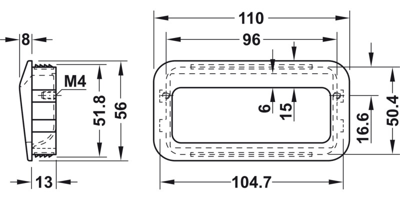 Inset Hdl ZA Matt Nickel 110x56x13mm