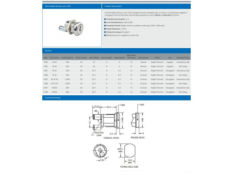 20MM MULTI DRAWER LOCK L&F 1352