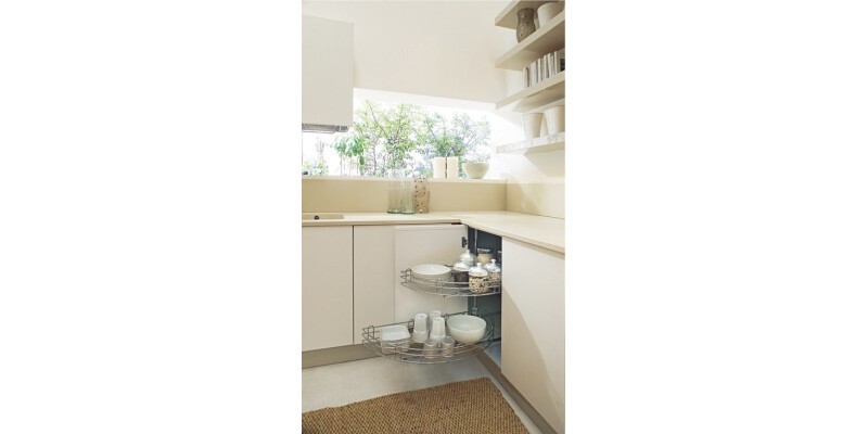 Carousel Set, Chrome Wire, Slide Out Half Circle, for Min. Door Width 400 or 450